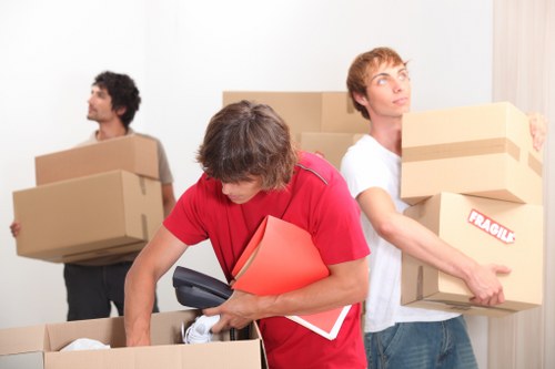 Local office move team preparing equipment for relocation near St Pancras