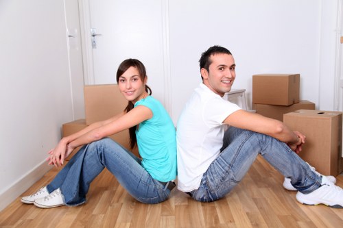 Packed household items ready for transport on moving day