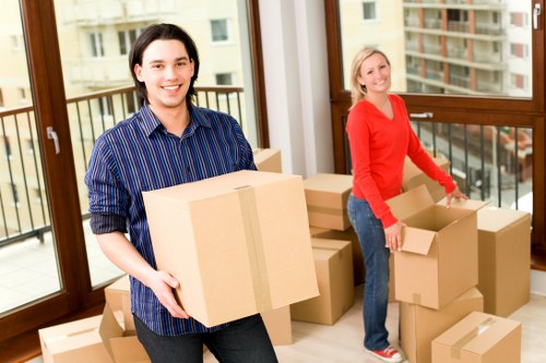 Removal van loading household items during a St Pancras move